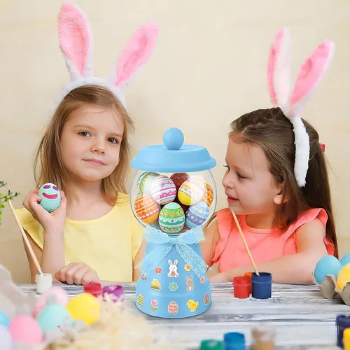 Miniatura 6 de Thyle Tarro de plástico para dulces de 27 onzas con tapa, tarro de caramelo de cerámica, contenedor de almacenamiento de alimentos para Pascua