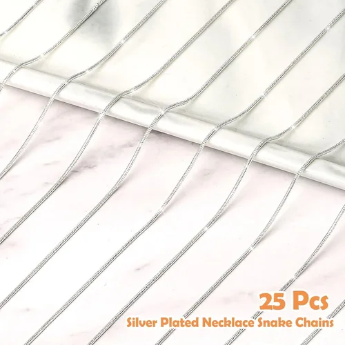 Miniatura 3 de Cadenas de Collar Paxcoo de 30 Piezas - Cadenas de Serpiente Chapadas en Plata para Hacer Joyería, 1.2 mm (22 Pulgadas)