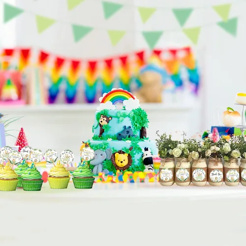 Miniatura 7 de 80 calcomanías de agradecimiento de safari en la selva, calcomanías de agradecimiento para baby shower, decoración de animales salvajes para fiesta