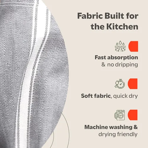 Miniatura 4 de Zeppoli - Trapos de cocina, de algodón, para cocina o limpieza, reusables, súper absorbentes, lavables a máquina, para chefs, paquete de 15 gris