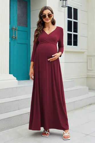 Miniatura 3 de Xpenyo Vestido de maternidad de talla grande, vestidos largos de lactancia para baby shower sesión de fotos