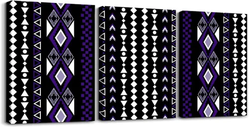 Miniatura 11 de Erosebridal Bohemian Wall Decor 12"x16" 3 Piece Country Southwestern Canvas Wall Art Boho Aztec Arrows Diamond Poster Print Black Gray Geometric
