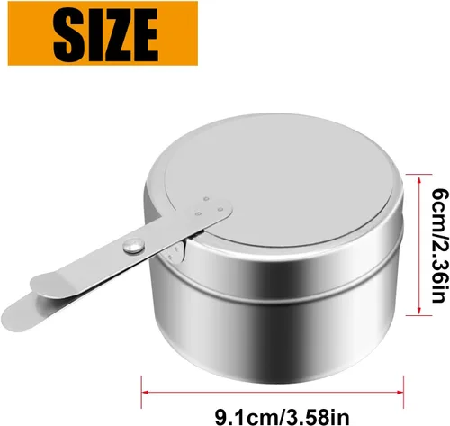 Miniatura 2 de Soporte de combustible de acero inoxidable, soporte de combustible para mecha de roce con tapa, bandejas de calentamiento para buffet, catering