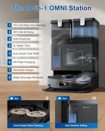 Miniatura 5 de ECOVACS DEEBOT T30C Aspiradora Robot y Trapeadora, Succión de 20,000Pa, Trapeado de Borde Adaptativo TruEdge, Tecnología ZeroTangle 2.0, Lavado
