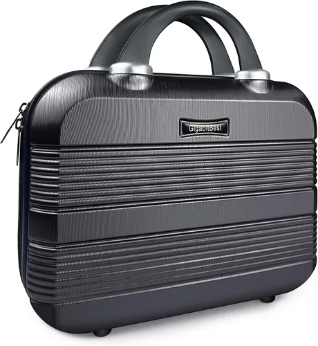 Estuche de viaje portátil de maquillaje rígido de 14 pulgadas, elegante organizador de cosméticos de PC + ABS para mujer, resistente a los arañazos,