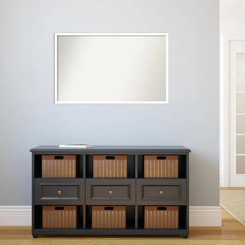 Miniatura 396 de Amanti Art Espejo de baño blanco para sobre el fregadero, 32 x 45 pulgadas, espejo de tocador rectangular blanco esbelto, marco de madera moderno