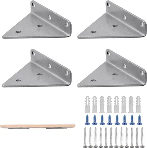 Miniatura 7 de Soporte de estante flotante 4 piezas para pequeños estantes flotantes de madera, soportes de estante de 4 x 3 pulgadas con tornillos de anclaje de 2