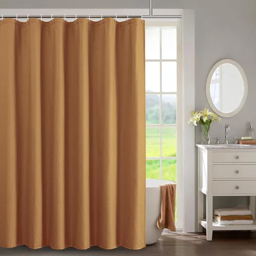 Miniatura 15 de OWENIE Cortina de ducha blanca para baño, 96 pulgadas, extra larga, elegante cortina de ducha de tela texturizada en relieve 3D, repelente al agua