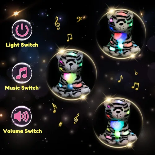 Miniatura 4 de Hopearl Perezoso de peluche con luces LED y música, perezoso de tres dedos flexible de felpa, con luces de noche que brillan en la oscuridad