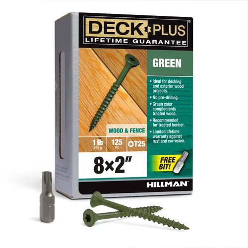 Miniatura 49 de Deck Plus Tornillos para Madera Exterior y Cercas con Revestimiento Epoxi de 2-1/2 Pulgadas #10 x 2-1/2" Torx/Star Drive Incluido Rosca Gruesa, Verde