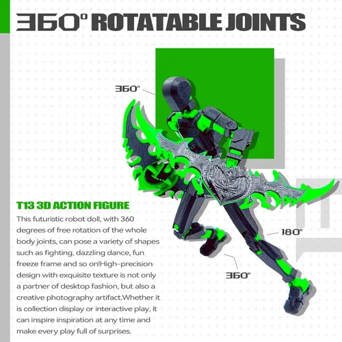 Miniatura 5 de Uodofy (Ensamblaje Completado) T13 Conjunto de Figuras de Acción 3D, Dummy Robo Titan 13 Figuras de Acción, Juguete 3D Impreso de Múltiples