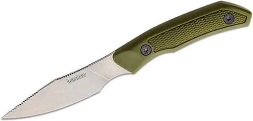 Kershaw Deschutes Caper - Cuchillo de hoja fija, diseño oliva, hoja de punta clip fija de acero D2 de 3.3 pulgadas, diseño de espiga completa, EDC,
