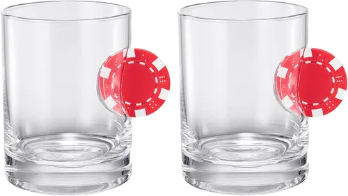 Miniatura 6 de Poker Chip - Vasos de whisky y vino Juego de 2 Up The Ante Stuck In The Glass Poker Chip - Cristalería de cóctel, regalo para jugador