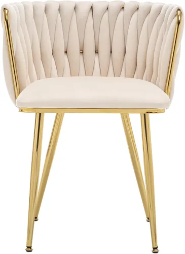 Miniatura 9 de Juego de 2 sillas de comedor de terciopelo Kiztir, sillas tapizadas de comedor con patas de metal dorado, lujosas sillas de comedor acolchadas