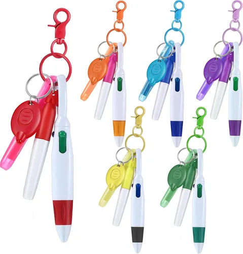 Miniatura 11 de 30 piezas de clip retráctil para bolígrafo de lanzadera con mini resaltador, bolígrafo de insignia de enfermera, marcador de neón, llavero LED, clip