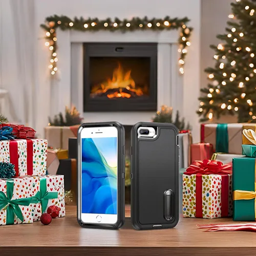 Miniatura 2 de IDweel Funda para iPhone 8 Plus/7 Plus/6S Plus/6 Plus con soporte, protección resistente, a prueba de golpes, arañazos, ajuste delgado, negro