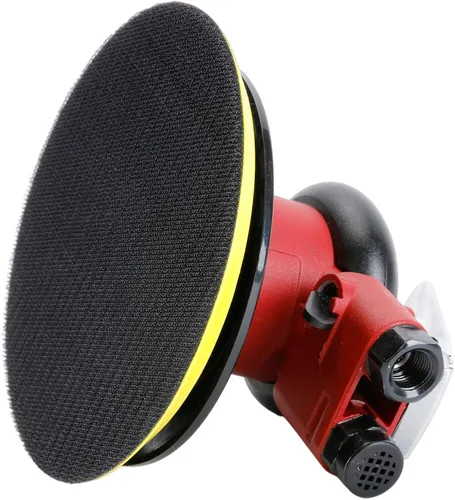 Miniatura 5 de Lijadora de palma orbital aleatoria de aire profesional, lijadora neumática de doble acción resistente con 1 placa de respaldo (5 pulgadas)