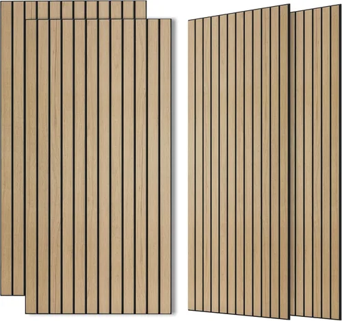 Miniatura 10 de Paneles de sonido de chapa de madera, paquete de 10 paneles de pared de 47.2 x 23.6 pulgadas, paneles acústicos decorativos para paredes