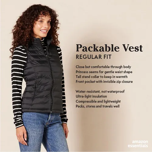Miniatura 2 de Tienda Essentials Womens Lightweight Water-Resistant Packable Puffer Vest