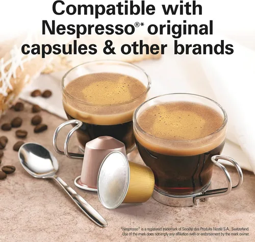 Miniatura 2 de Hamilton Beach Máquina de café expreso, compatible con cápsulas Nespresso, cafetera de una sola porción, potente bomba italiana de 19 bares, Negro