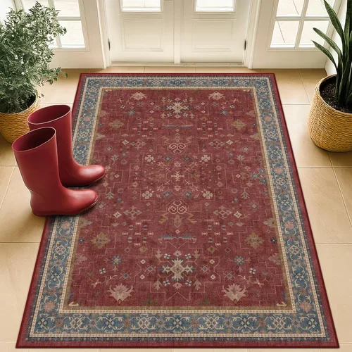 Miniatura 30 de Alfombra Boho Negra para Sala de Estar - Alfombra de Área Lavable de 10x14 Pies, Alfombras de Comedor para Debajo de la Mesa, Alfombra Suave de Pelo