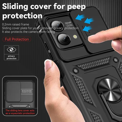 Miniatura 4 de SunStory Funda para teléfono Motorola Moto G Stylus 5G 2023 con protector de pantalla HD y cubierta deslizante para la cámara y patas de apoyo, Negro