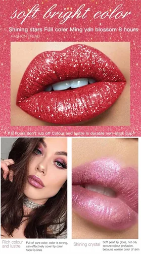 Miniatura 3 de Lápiz labial líquido brillante de diamantes para Halloween, brillo labial líquido con purpurina gótica, de alto pigmento brillante, resistente al #03