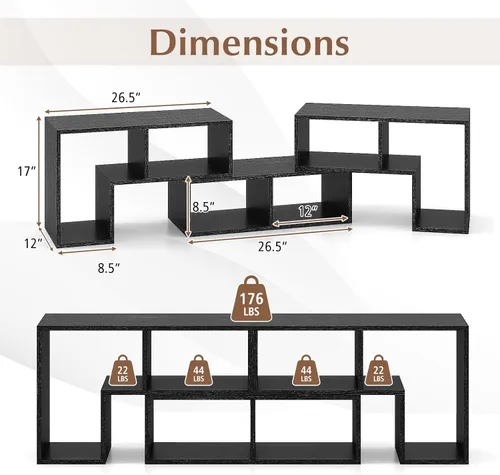 Miniatura 9 de Giantex Soporte de TV de combinación libre para dormitorio, centro de entretenimiento para TV de 50, 55, 60, 65 pulgadas, mesa consola multimedia