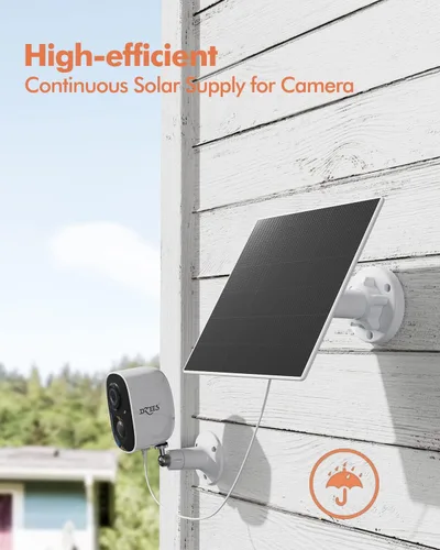 Miniatura 5 de Dzees Panel solar USB-C: compatible con cámara inalámbrica para exteriores, alimentación continua con carga de 5 W y 5 V, cable de carga impermeable
