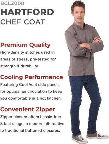 Miniatura 3 de Chef Works Chaqueta de Chef Hartford para Hombre con Ventilación Cool Vent
