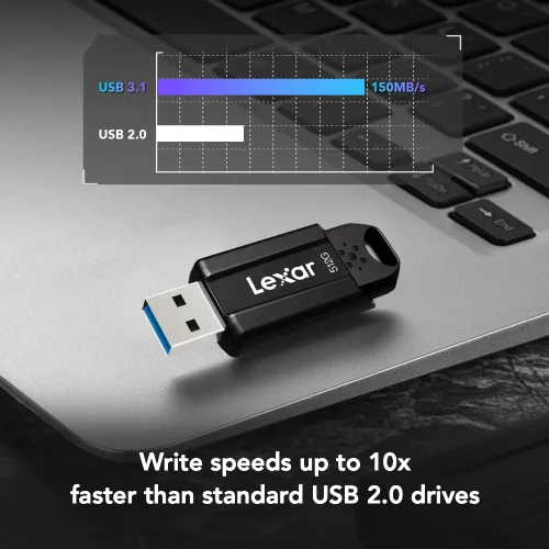 Miniatura 4 de Lexar Unidad flash JumpDrive S80 USB 3.2 Gen 1 de 256 GB para expansión de almacenamiento y respaldo, lectura de hasta 150 MB/s, color negro