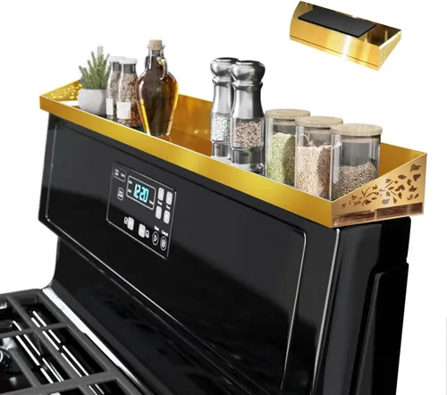 Miniatura 17 de STUTOV Estante superior magnético para estufa de 30 pulgadas, estante de especias negro y organizador de condimentos, estante de cocina magnético