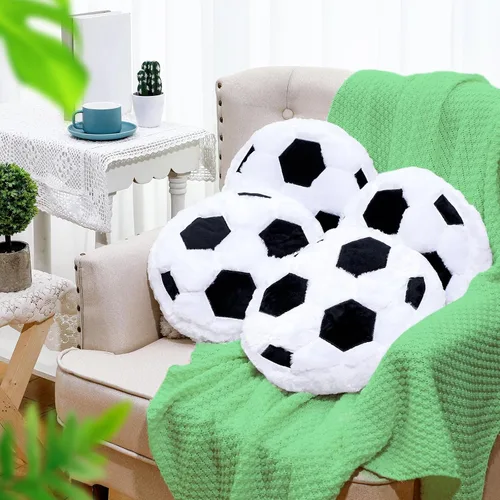 Miniatura 9 de Gerrii 4 almohadas deportivas de baloncesto, softbol, fútbol, voleibol, tenis, cojín de felpa esponjoso, regalo para noche de personas mayores