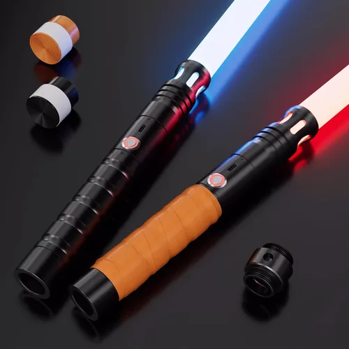 Miniatura 13 de jvmusaber Sable de luz de duelo para niños y adultos, espada ligera con 20 colores RGB, 4 sonidos FX, empuñadura de metal recargable por USB