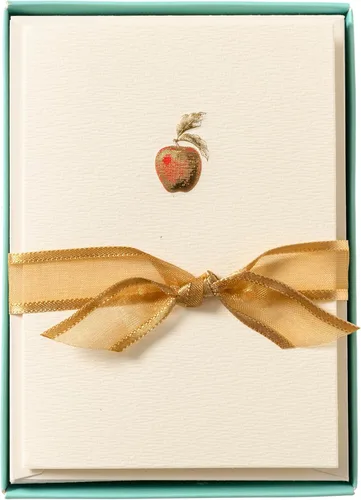 Graphique Tarjetas de Apple, paquete de 10 tarjetas con sobres, saludos para todas las ocasiones, interior en blanco, relieve de lámina dorada,