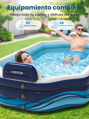 Miniatura 3 de VISTOP Piscina inflable para niños y adultos Piscina grande gruesa de gran tamaño con asientos y respaldos, piscina de agua inflable de verano
