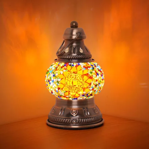 Lámpara de mosaico turco recargable mejorada, hecha a mano, estilo marroquí, luz de campamento con batería de 1800 mAh, banco de energía USB,