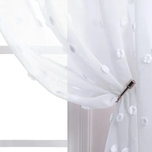 Miniatura 4 de KOUFALL Pom Pom Cortinas transparentes de puntos