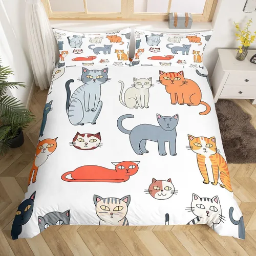 Miniatura 7 de Feelyou Funda de edredón con estampado de perro, tamaño individual, funda de edredón de cachorro de caricatura, lindo juego de ropa de cama