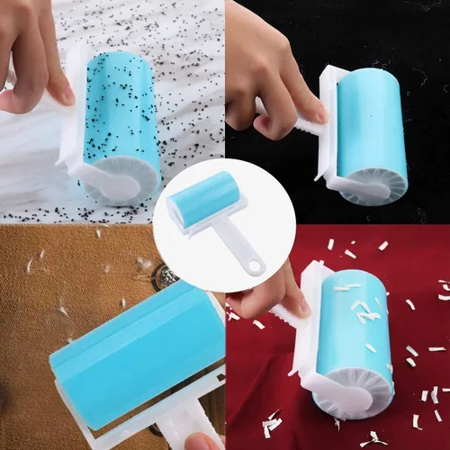 Miniatura 3 de Rodillo de pelusa de viaje reutilizable, paquete de 3, rodillo lavable compacto removedor de pelo de mascotas con cubierta para ropa, pelo