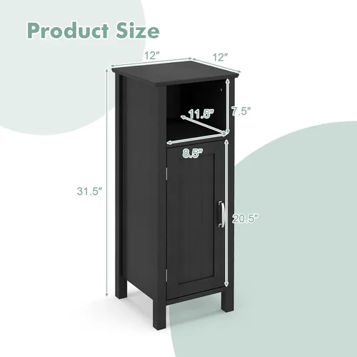 Miniatura 3 de COSTWAY Bathroom Storage Cabinet, Freestanding Narrow Storage Organizer with Open Shelf & Adjustable Shelf, Small Slim Floor Cabinet for Bathroom