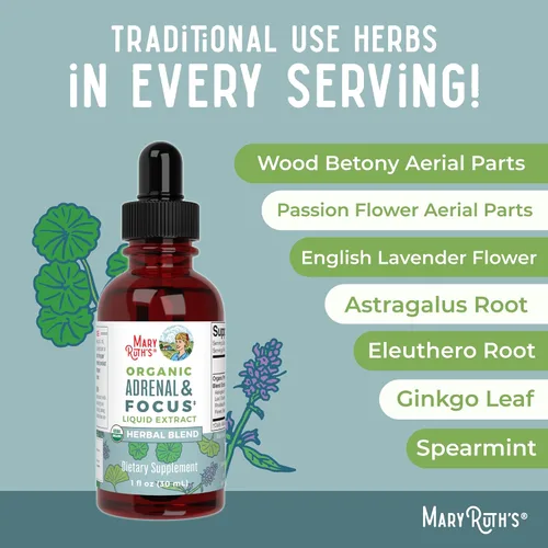 Miniatura 8 de MaryRuth Organics - Suplemento Nootrópico Cerebral Orgánico USDA para Adultos con Ginkgo Biloba y Astragalus Foco y Apoyo Adrenal Gotas