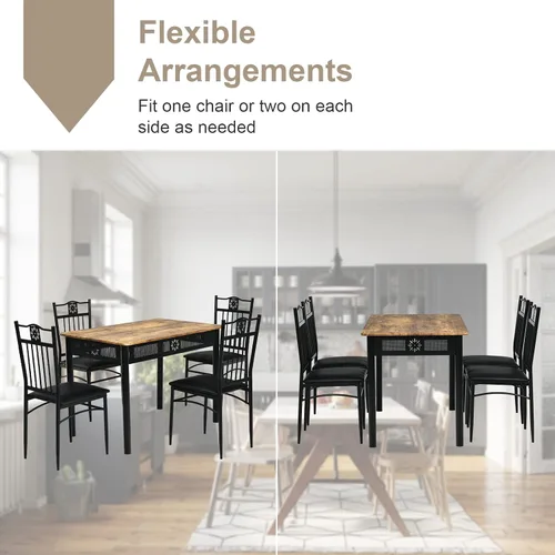Miniatura 8 de COSTWAY Juego de mesa de comedor de 5 piezas, juego de mesa de cocina moderno para 4 personas, mesa rectangular de 42 pulgadas con 4 sillas