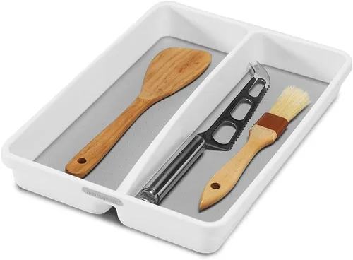 Miniatura 3 de madesmart Mini bandeja clásica para utensilios, contenedor blanco y clásico de 9.8 x 3.8 pulgadas, color blanco, colección clásica, organizador