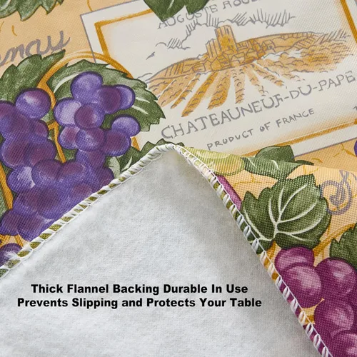 Miniatura 8 de Newbridge Mantel cuadrado de vinilo con parte trasera de franela de vinilo de 52 x 52 pulgadas, colorido estampado temático de vino y uva, fácil