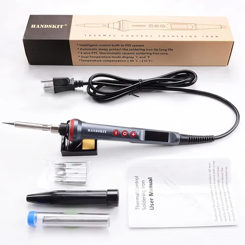Miniatura 7 de Kit de soldador, 90 W, temperatura ajustable, 356.0-896.0 °F, soldador con pantalla LED, kit de pistola de soldadura 9 en 1, incluye 5 puntas, cable