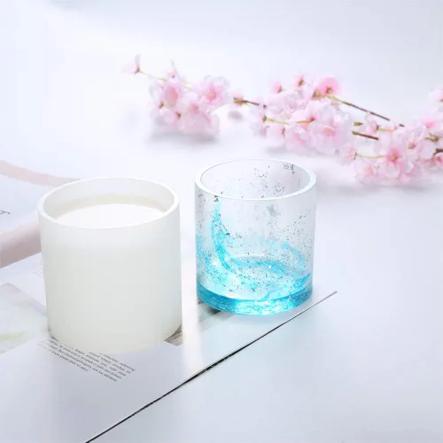 Miniatura 3 de Paquete de 2 moldes de silicona cilíndricos de resina cilíndrica grandes, 2.95 x 2.95 pulgadas, moldes para macetas y soportes para bolígrafos
