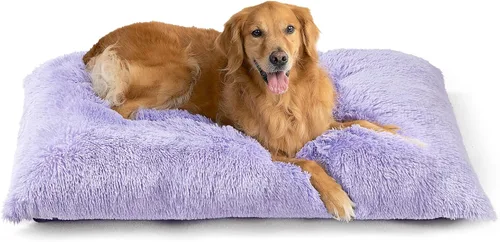 Miniatura 55 de EHEYCIGA Cama Esponjosa para Jaula de Perros Grandes, Almohadilla de Jaula de Piel Sintética Afelpada, Cama Calmante Anti-Ansiedad para Perros Negro