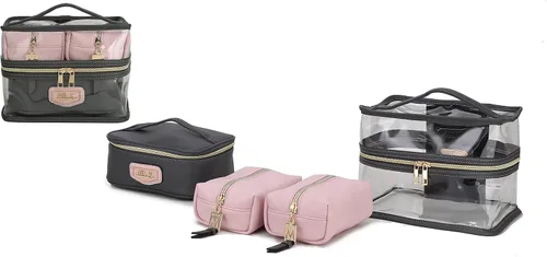 Miniatura 15 de MKF 4PCS elegante bolsa de cosméticos portátil maquillaje viaje organizador caso, Emma Fucsia