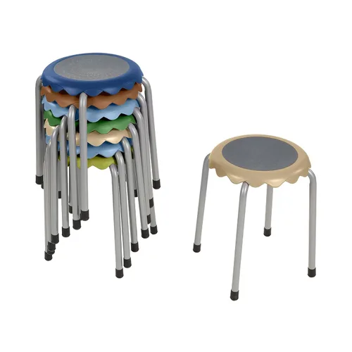 Miniatura 14 de ECR4Kids Daisy - Juego de taburetes apilables, asientos flexibles, color amarillo, 8 piezas